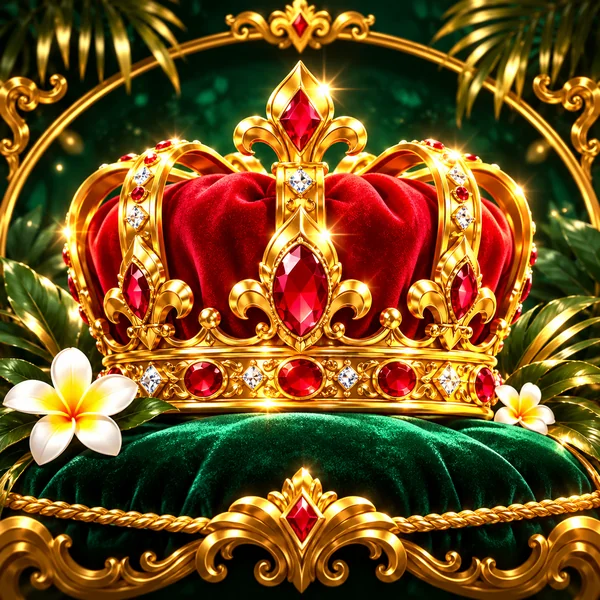 Ruby and gold crown illustration