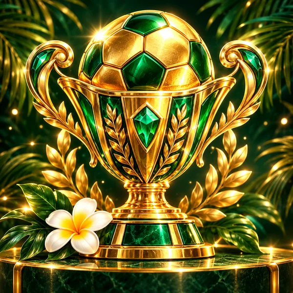 Football and gold trophy illustration