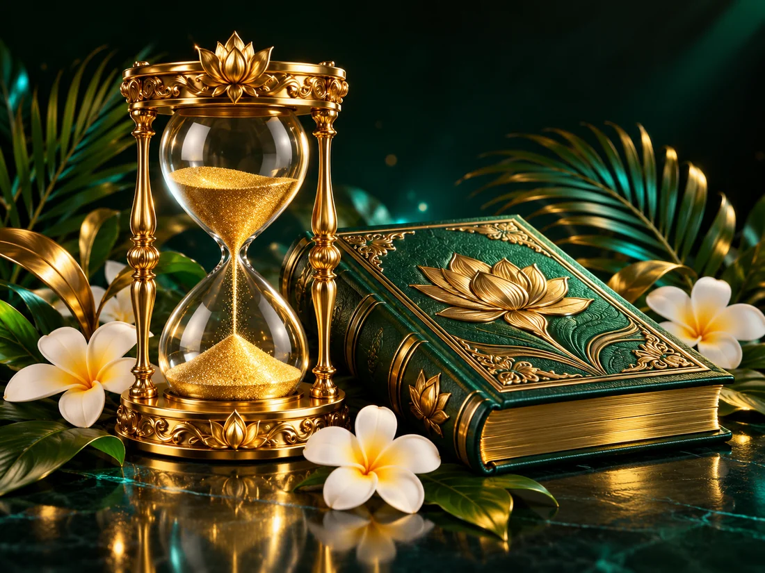 Hourglass and emerald book