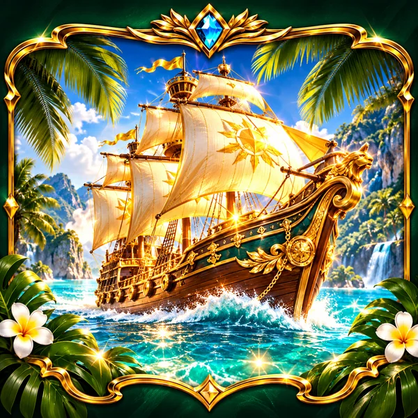 Gold sailing ship illustration