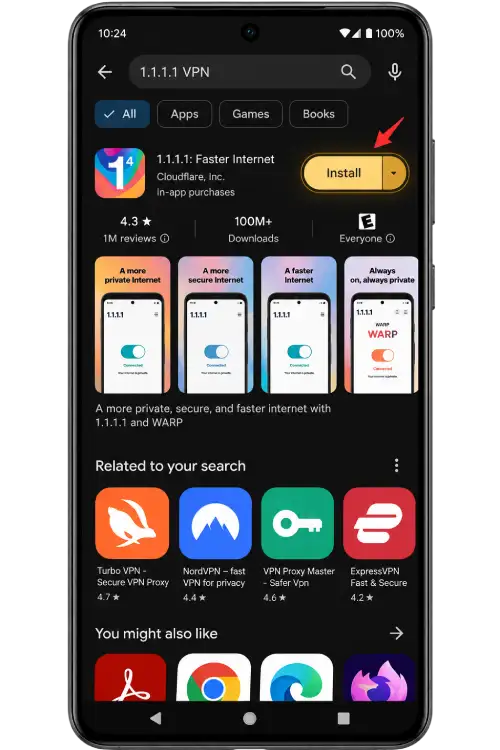 ANDROID step 2: Find the Cloudflare app